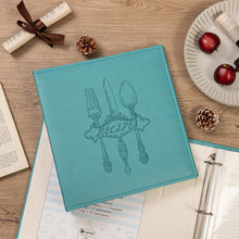 Load image into Gallery viewer, COFICE Recipe Binder – 8.5x11 3 Ring Blank Family Recipe Book Binder Kit to Write in Your Own Recipes with PU Faux Leather Cover and Plastic Sleeves (Blue)