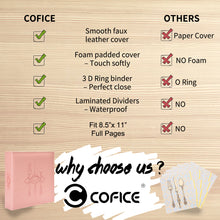 Load image into Gallery viewer, COFICE Recipe Binder – 8.5x11 3 Ring Blank Family Recipe Book Binder Kit to Write in Your Own Recipes with PU Faux Leather Cover and Plastic Sleeves (Pink)