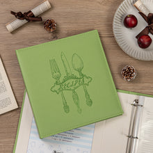 Load image into Gallery viewer, COFICE Recipe Binder – 8.5x11 3 Ring Blank Family Recipe Book Binder Kit to Write in Your Own Recipes with PU Faux Leather Cover and Plastic Sleeves (Green)