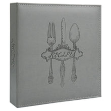 Load image into Gallery viewer, COFICE Recipe Binder – 8.5x11 3 Ring Blank Family Recipe Book Binder Kit to Write in Your Own Recipes with PU Faux Leather Cover and Plastic Sleeves (Grey)