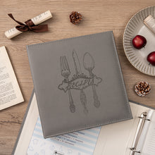 Load image into Gallery viewer, COFICE Recipe Binder – 8.5x11 3 Ring Blank Family Recipe Book Binder Kit to Write in Your Own Recipes with PU Faux Leather Cover and Plastic Sleeves (Grey)