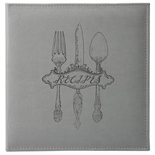 Load image into Gallery viewer, COFICE Recipe Binder – 8.5x11 3 Ring Blank Family Recipe Book Binder Kit to Write in Your Own Recipes with PU Faux Leather Cover and Plastic Sleeves (Grey)