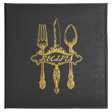 Load image into Gallery viewer, COFICE Recipe Binder – 8.5x11 3 Ring Blank Family Recipe Book Binder Kit to Write in Your Own Recipes with PU Faux Leather Cover and Plastic Sleeves (Black)