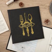 Load image into Gallery viewer, COFICE Recipe Binder – 8.5x11 3 Ring Blank Family Recipe Book Binder Kit to Write in Your Own Recipes with PU Faux Leather Cover and Plastic Sleeves (Black)