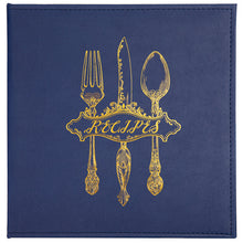 Load image into Gallery viewer, COFICE Recipe Binder – 8.5x11 3 Ring Blank Family Recipe Book Binder Kit to Write in Your Own Recipes with PU Faux Leather Cover and Plastic Sleeves (Navy Blue)