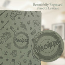 Load image into Gallery viewer, COFICE Recipe Book to Write in Your Own Recipes 9.5" x 11.25" PU Leather Cover Notebook with Stickers Gift Box Cookbook Journal, Dark Green
