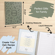 Load image into Gallery viewer, COFICE Recipe Book to Write in Your Own Recipes 9.5" x 11.25" PU Leather Cover Notebook with Stickers Gift Box Cookbook Journal, Dark Green
