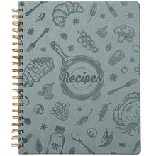 Load image into Gallery viewer, COFICE Recipe Book to Write in Your Own Recipes 9.5" x 11.25" PU Leather Cover Notebook with Stickers Gift Box Cookbook Journal, Aquamarine
