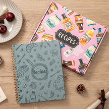 Load image into Gallery viewer, COFICE Recipe Book to Write in Your Own Recipes 9.5" x 11.25" PU Leather Cover Notebook with Stickers Gift Box Cookbook Journal, Aquamarine
