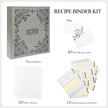 Load image into Gallery viewer, Recipe Book To Write In Your Own Recipes, 8.5x9.5 Recipe Ring Binder with PU faux leather cover, 4x6 Cards and Tabbed Dividers, Gray
