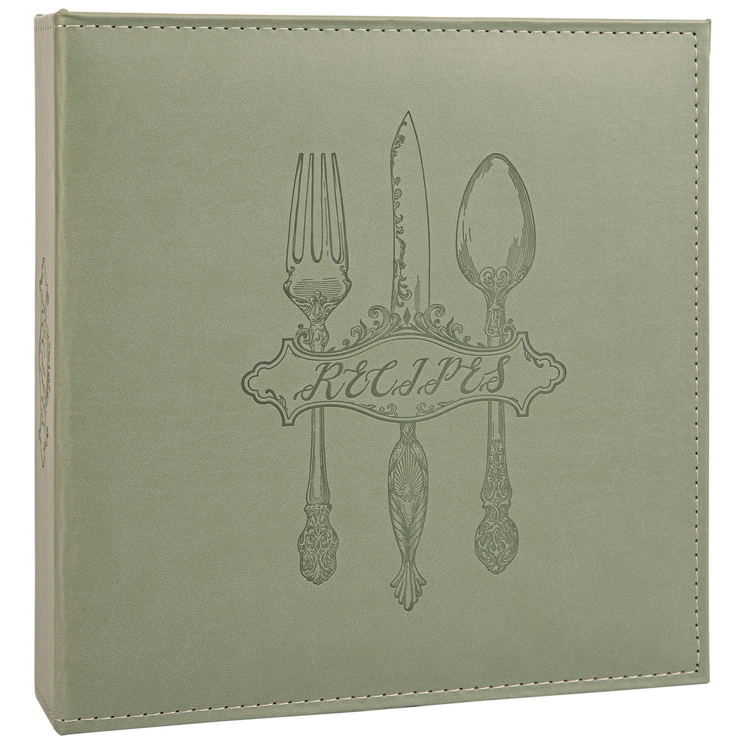 COFICE Recipe Binder – 8.5x11 3 Ring Blank Family Recipe Book Binder Kit to Write in Your Own Recipes with PU Faux Leather Cover and Plastic Sleeves (Dark Green)