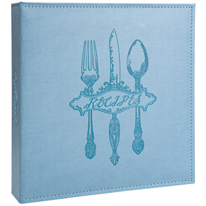 COFICE Recipe Binder – 8.5x11 3 Ring Blank Family Recipe Book Binder Kit to Write in Your Own Recipes with PU Faux Leather Cover and Plastic Sleeves (Light Blue)