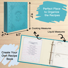 Load image into Gallery viewer, COFICE Recipe Binder Book to Write in Your Own Recipes with Plastic Sleeves, Blank Family Recipe Cards Organizer Kit (Blue)
