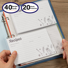 Load image into Gallery viewer, COFICE Recipe Binder Book with Plastic Sleeves Cards 3 Ring Small Cookbook Organizer, Dark Blue
