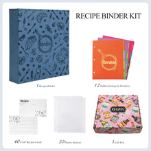 Load image into Gallery viewer, COFICE Recipe Binder Book with Plastic Sleeves Cards 3 Ring Small Cookbook Organizer, Dark Blue
