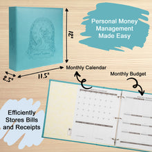 Load image into Gallery viewer, COFICE Budget Planner Binder and Monthly Bill Organizer (11.5&quot; x 12&quot; x 2.5&quot;) - Budget Book with Pocket Dividers for Bills and Invoices - Personal Expense Tracker for Financial Management (Blue)
