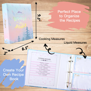 8x9 Recipe Books to Write In Ring Binder, 4x6 Recipe Cards and Tabbed Dividers, Woman honor Design