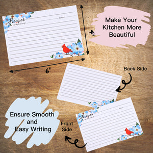 4x6 Inch, Cut Thicken Card Stock Double Sided Recipe Cards, 50-Pack (Bird)