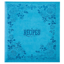 Load image into Gallery viewer, 8.5x9.5 Recipe Ring Binder with PU Faux Leather Cover, 4x6 Cards and Tabbed Dividers, Blue
