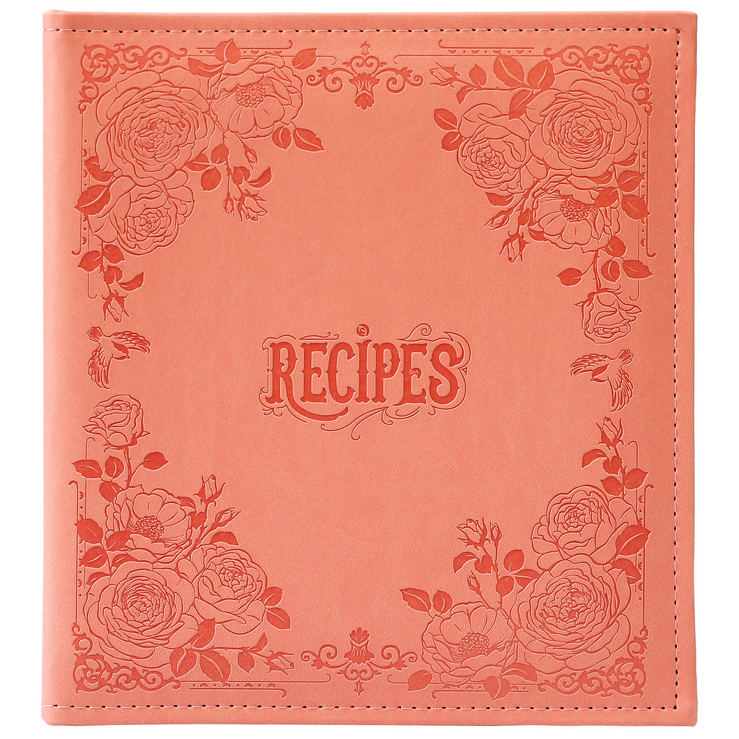 COFICE Recipe Binder – Recipe Book To Write In Your Own Recipes, 8.5x9.5 Recipe Ring Binder with PU Faux Leather Cover, 4x6 Cards and Tabbed Dividers, Pink
