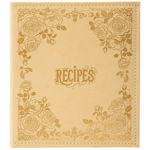 COFICE Recipe Book To Write In Your Own Recipes, 8.5x9.5 Recipe Ring Binder with PU faux leather cover, 4x6 Cards and Tabbed Dividers, Biege