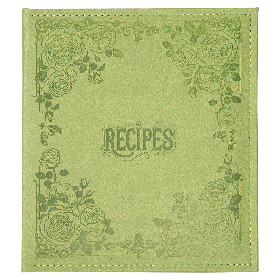 Recipe Book To Write In Your Own Recipes, 8.5x9.5 Recipe Ring Binder with PU faux leather cover, 4x6 Cards and Tabbed Dividers, Green